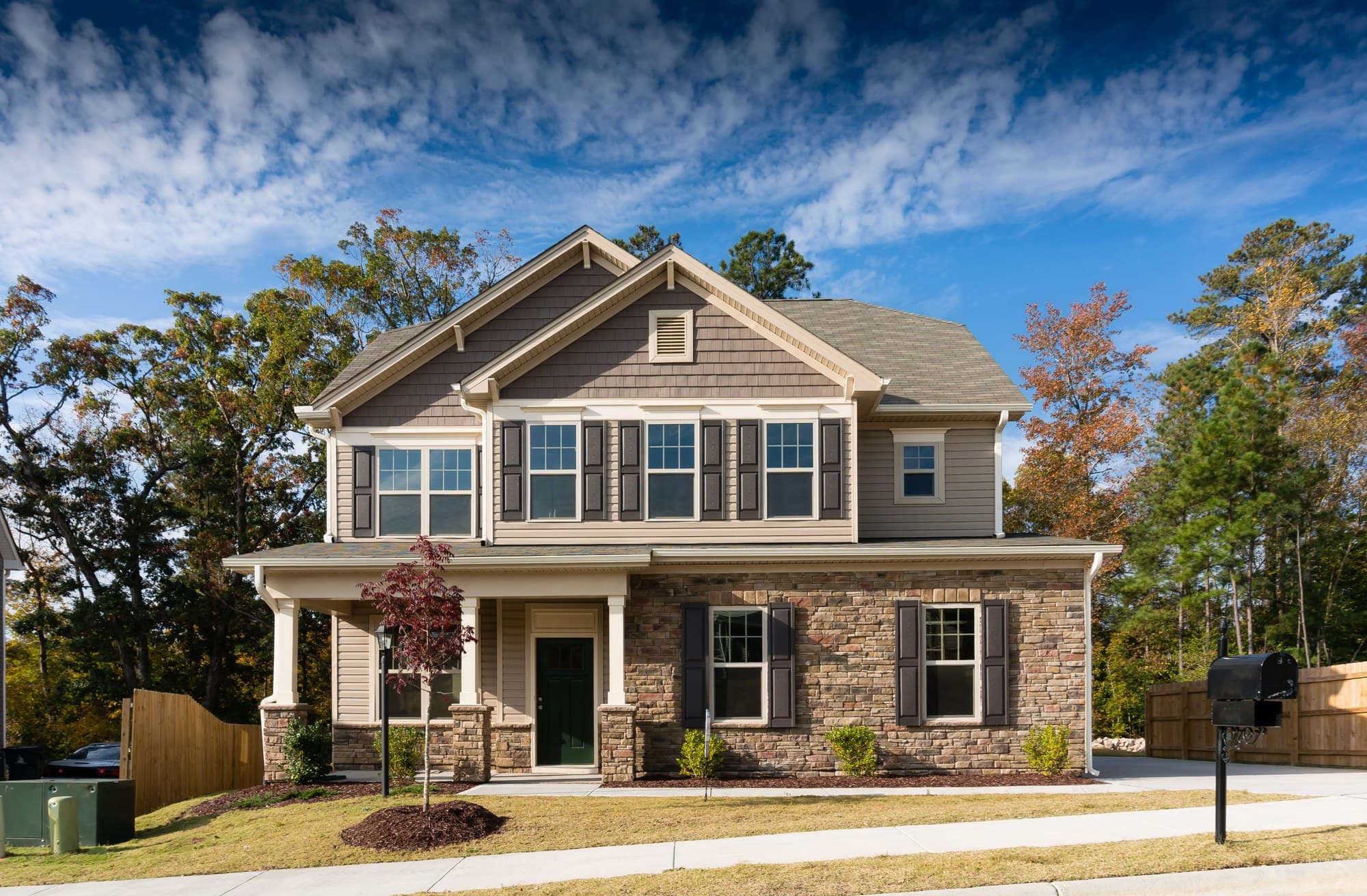 Stone-faced single-family home